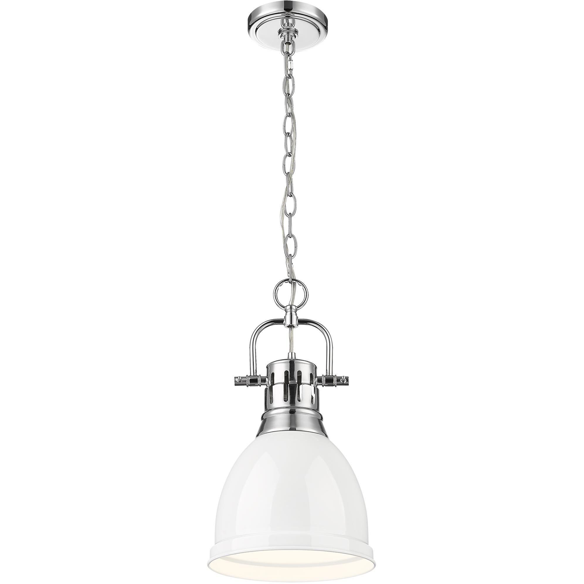 Yep Duncan Pendant Ceiling Light in Chrome, White, Small