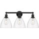 Edison Bristol Glass 3 Light 26 inch Matte Black Bath Vanity Light Wall Light in Clear Glass