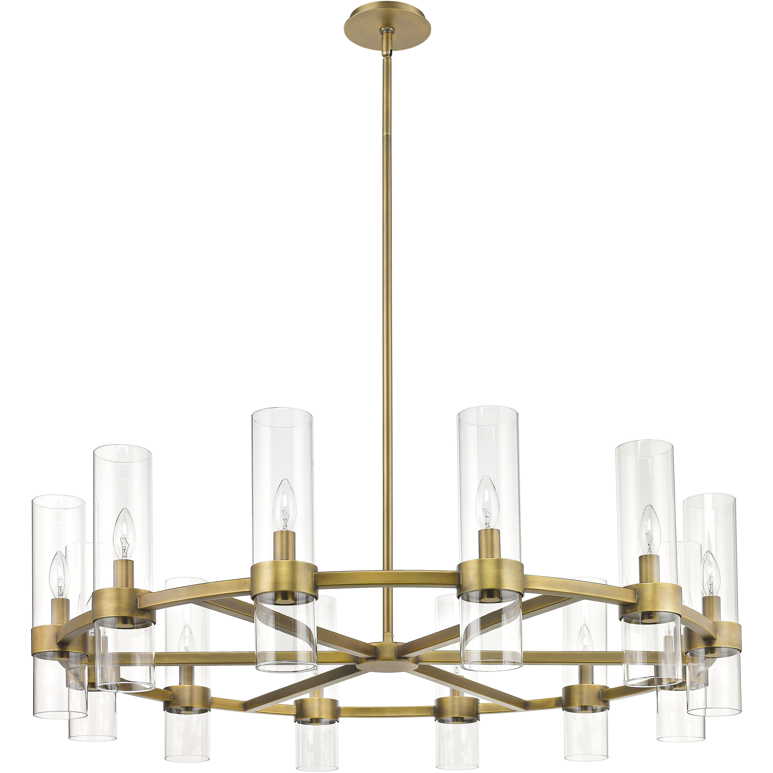Datus 12 Light 43.5 inch Rubbed Brass Chandelier Ceiling Light