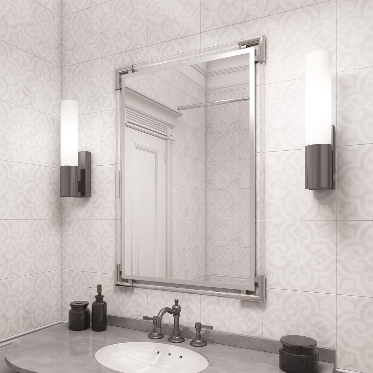 Elsie 39 X 27 inch Clear Acrylic with Stainless Steel Accents Wall Mirror