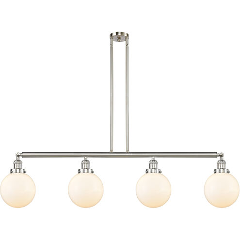 Franklin Restoration Large Beacon LED 52.63 inch Brushed Satin Nickel Island Light Ceiling Light in Matte White Glass, Franklin Restoration