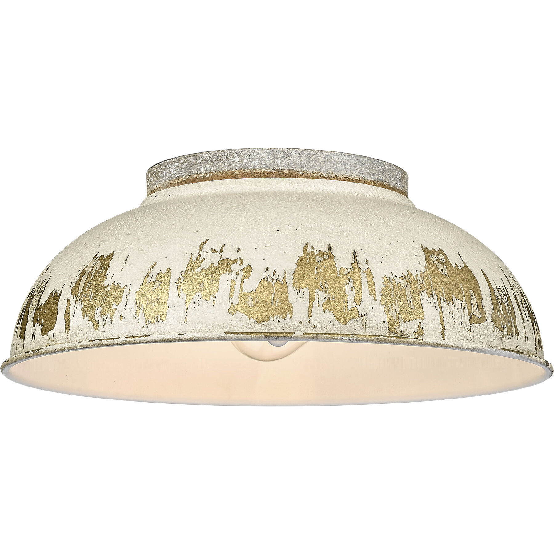 Kinsley 2 Light 14 inch Aged Galvanized Steel Flush Mount Ceiling Light in Antique Ivory
