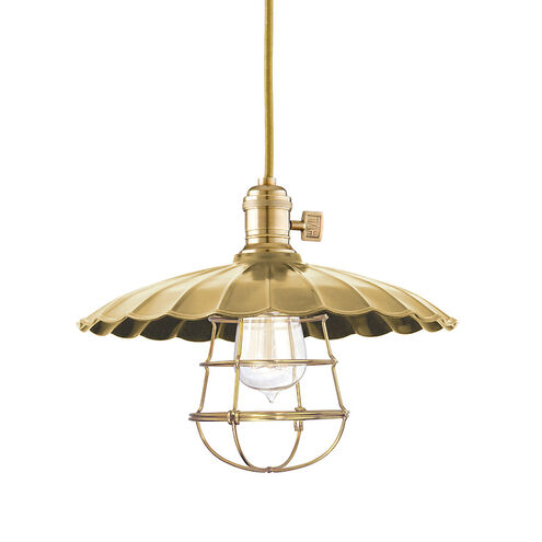 Heirloom 1 Light 14 inch Aged Brass Pendant Ceiling Light in MM3, Yes