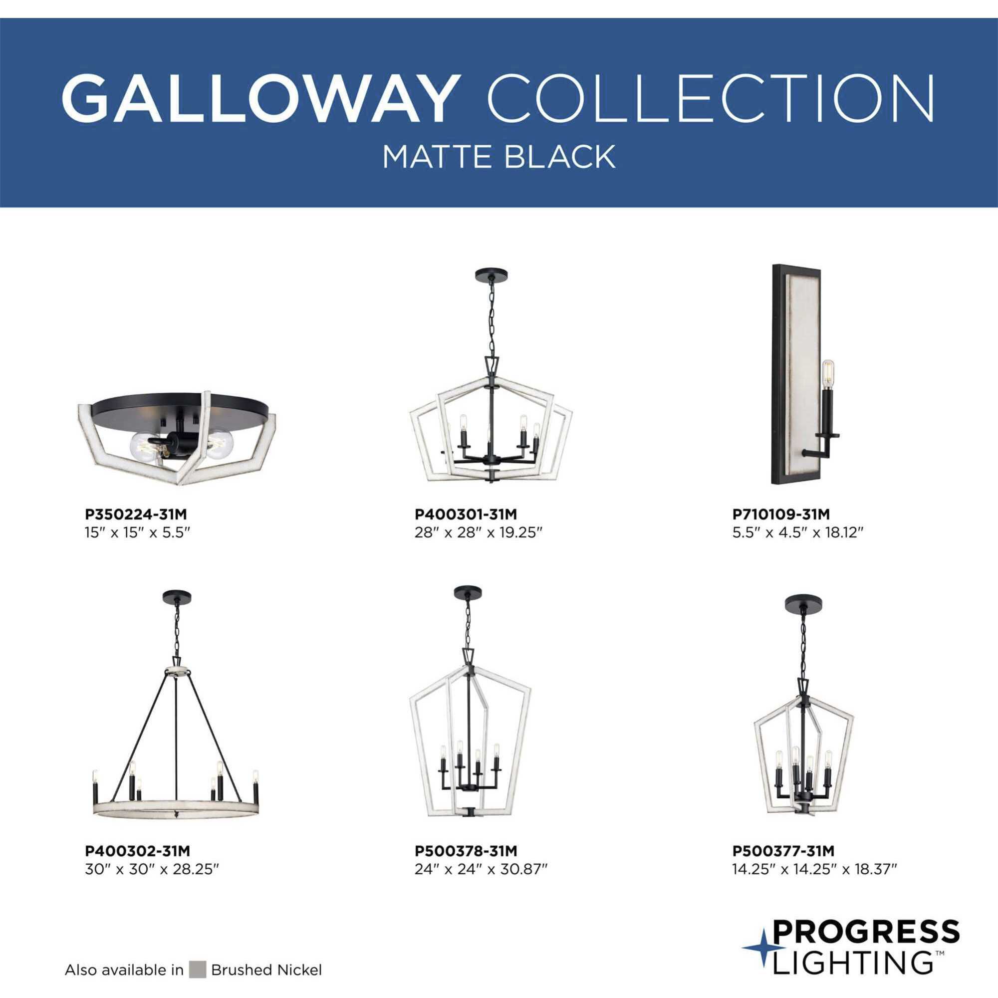 Galloway 4 Light 24 inch Matte Black Foyer Light Ceiling Light