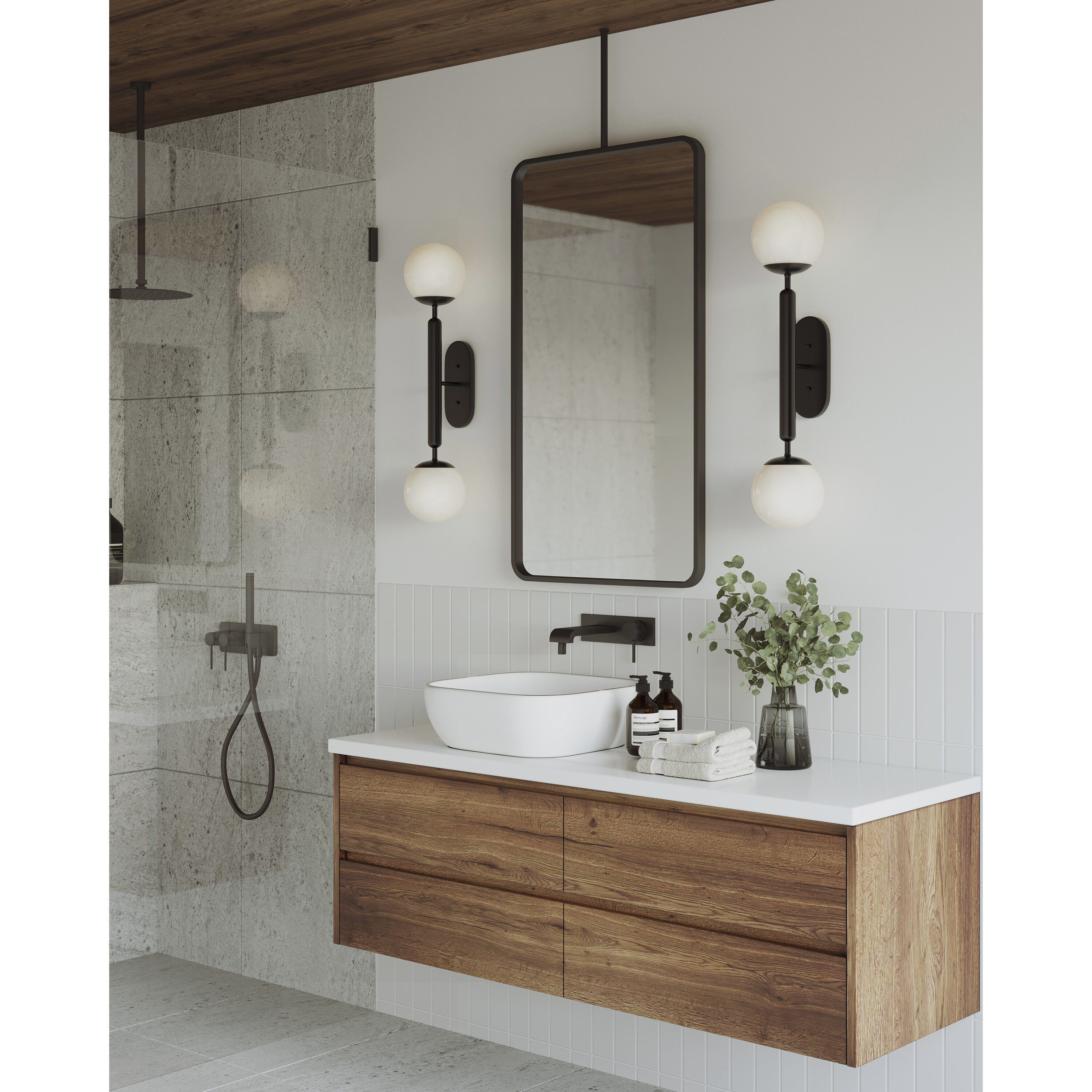 Barbican 2 Light 6.5 inch Oil Rubbed Bronze and White Bath Sconce Wall Light