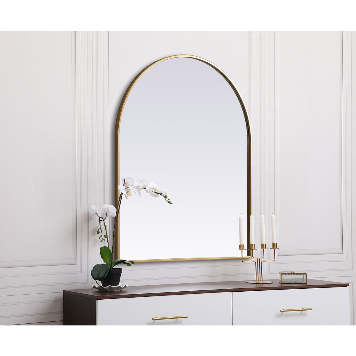 Ayra 36 X 30 inch Brass Mirror in 30 x 36