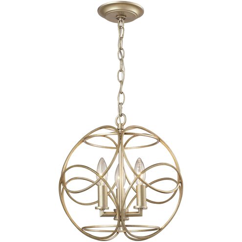 Chandette 3 Light 14 inch Aged Silver with German Silver Pendant Ceiling Light