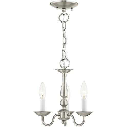 Williamsburgh 3 Light 11 inch Brushed Nickel Convertible Mini Chandelier/Ceiling Mount Ceiling Light