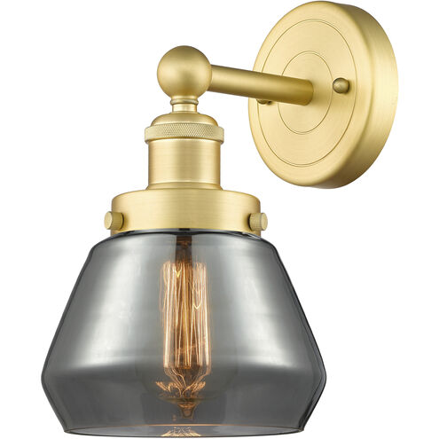 Fulton 1 Light 6.5 inch Satin Gold Sconce Wall Light in Plated Smoke Glass