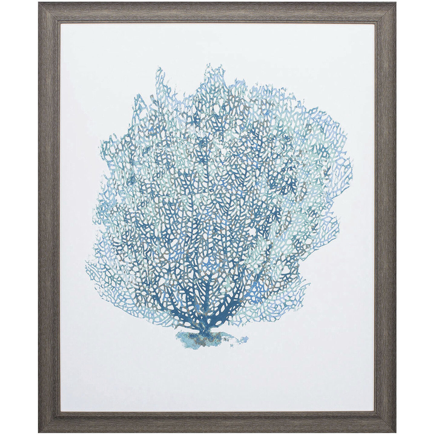 Aqua Coral on White Teal and Blue Framed Art, Propac