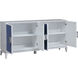 Asanso White with Blue and Silver Credenza, 4 Door