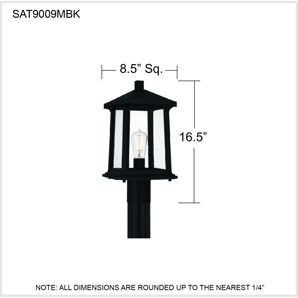 Satterfield 1 Light 17 inch Matte Black Outdoor Post Lantern