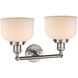 Franklin Restoration Large Bell LED 19 inch Brushed Satin Nickel Bath Vanity Light Wall Light in Matte White Glass, Franklin Restoration