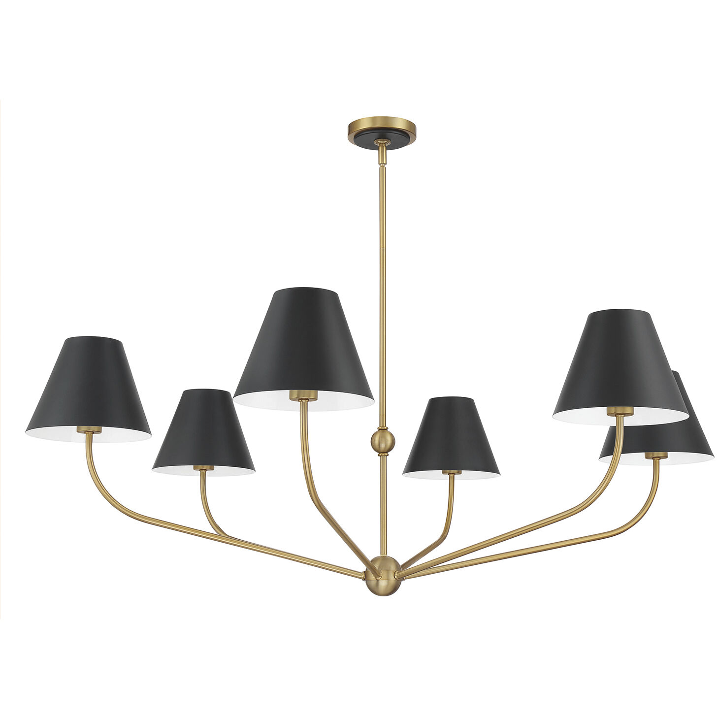 Xavier 6 Light 48 inch Vibrant Gold Chandelier Ceiling Light in Vibrant Gold and Matte Black