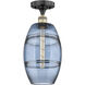 Edison Vaz 1 Light 8 inch Black Antique Brass Semi-Flush Mount Ceiling Light