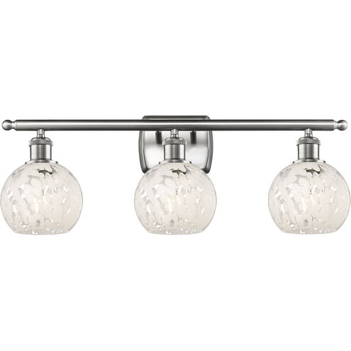 Ballston White Mouchette 3 Light 26 inch Brushed Satin Nickel Bath Vanity Light Wall Light