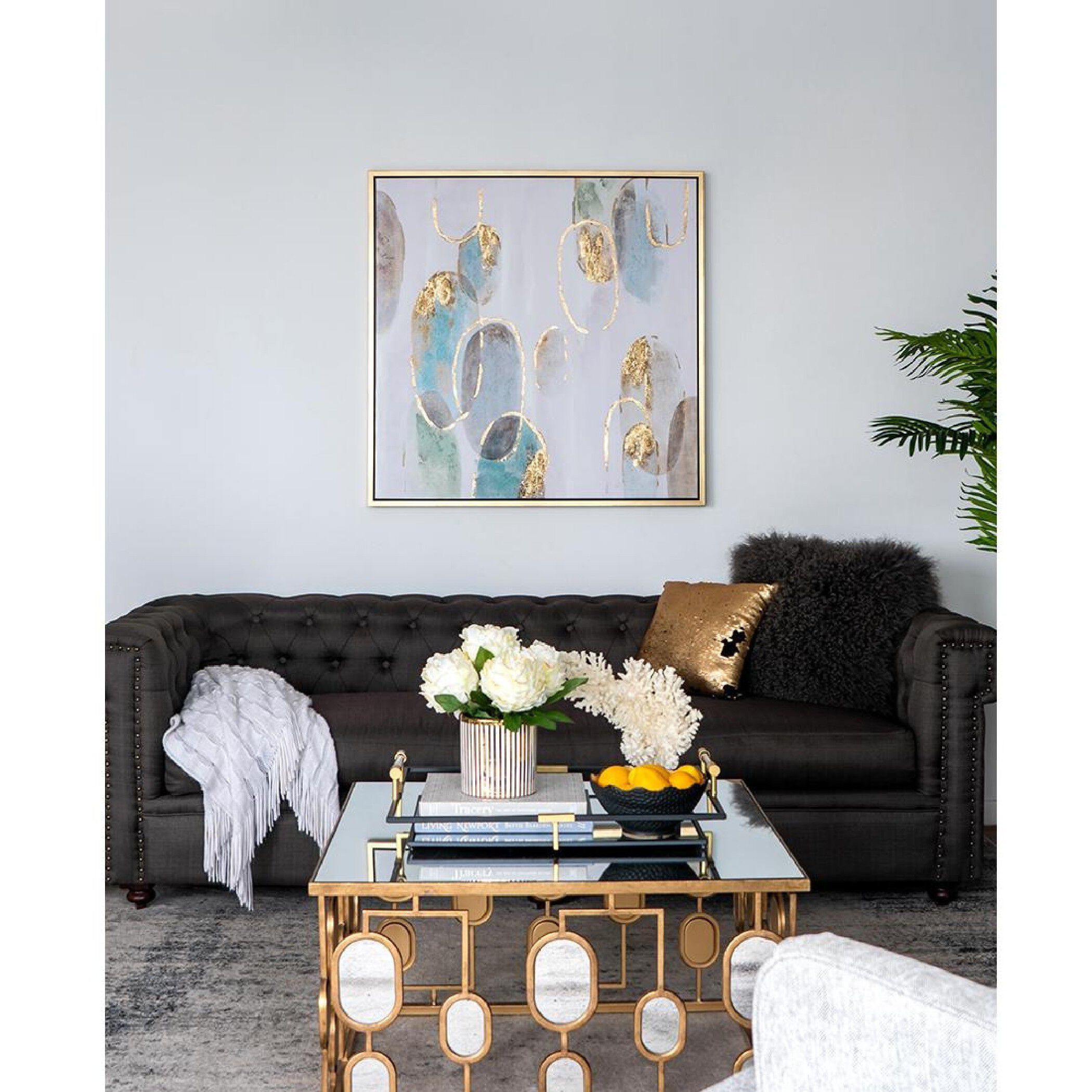 Gizem Gold/Gray/Blue Wall Art