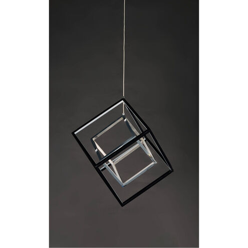 4 Square LED 20.5 inch Black and Polished Chrome Single Pendant Ceiling Light
