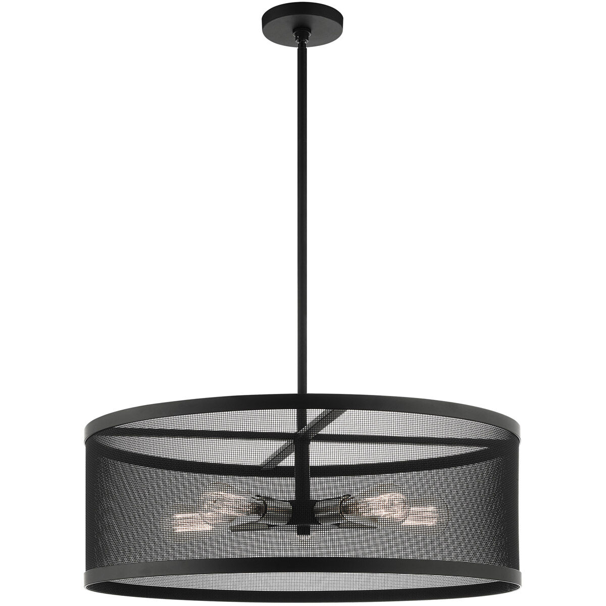 Industro 5 Light 25 inch Black with Brushed Nickel Accents Chandelier Ceiling Light