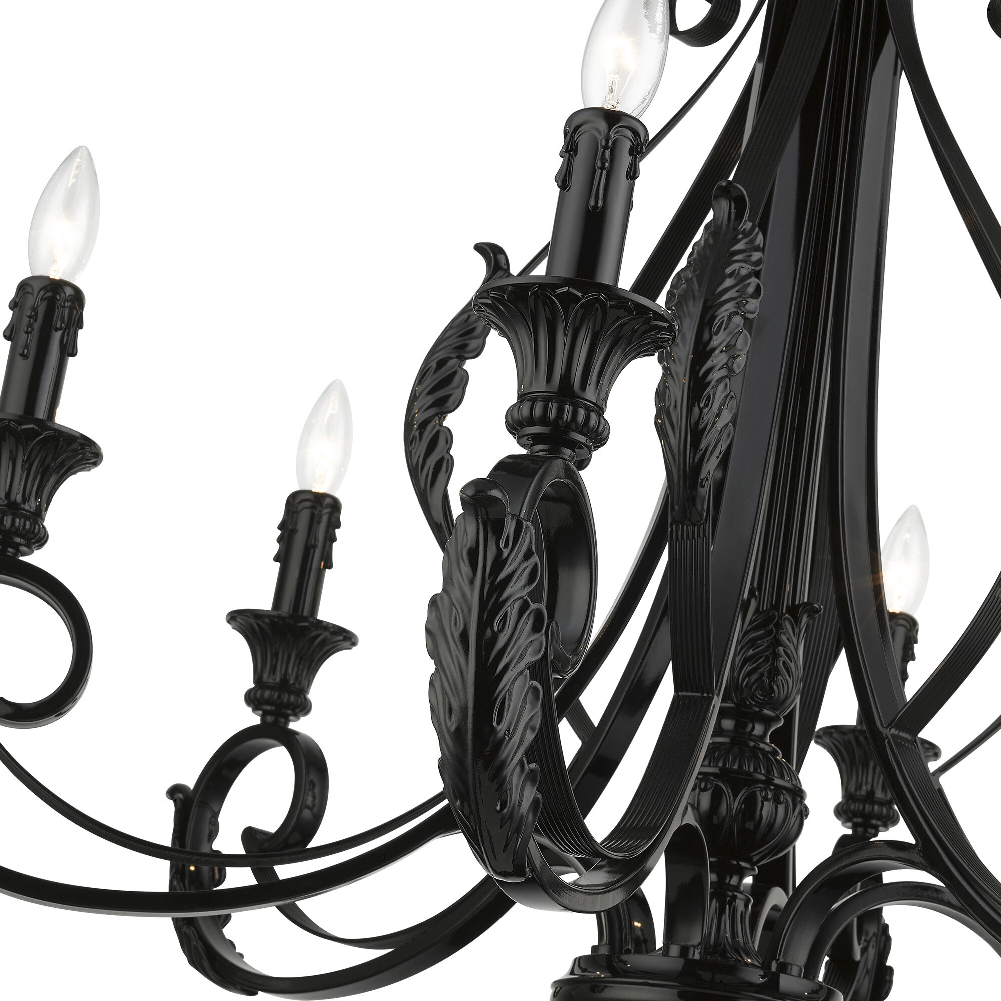 Valencia 6 Light 35 inch Shiny Black Large Chandelier Ceiling Light