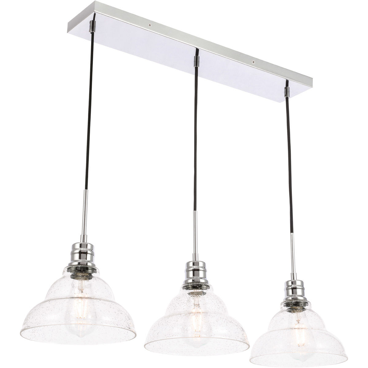 Clive 3 Light 35 inch Chrome Pendant Ceiling Light
