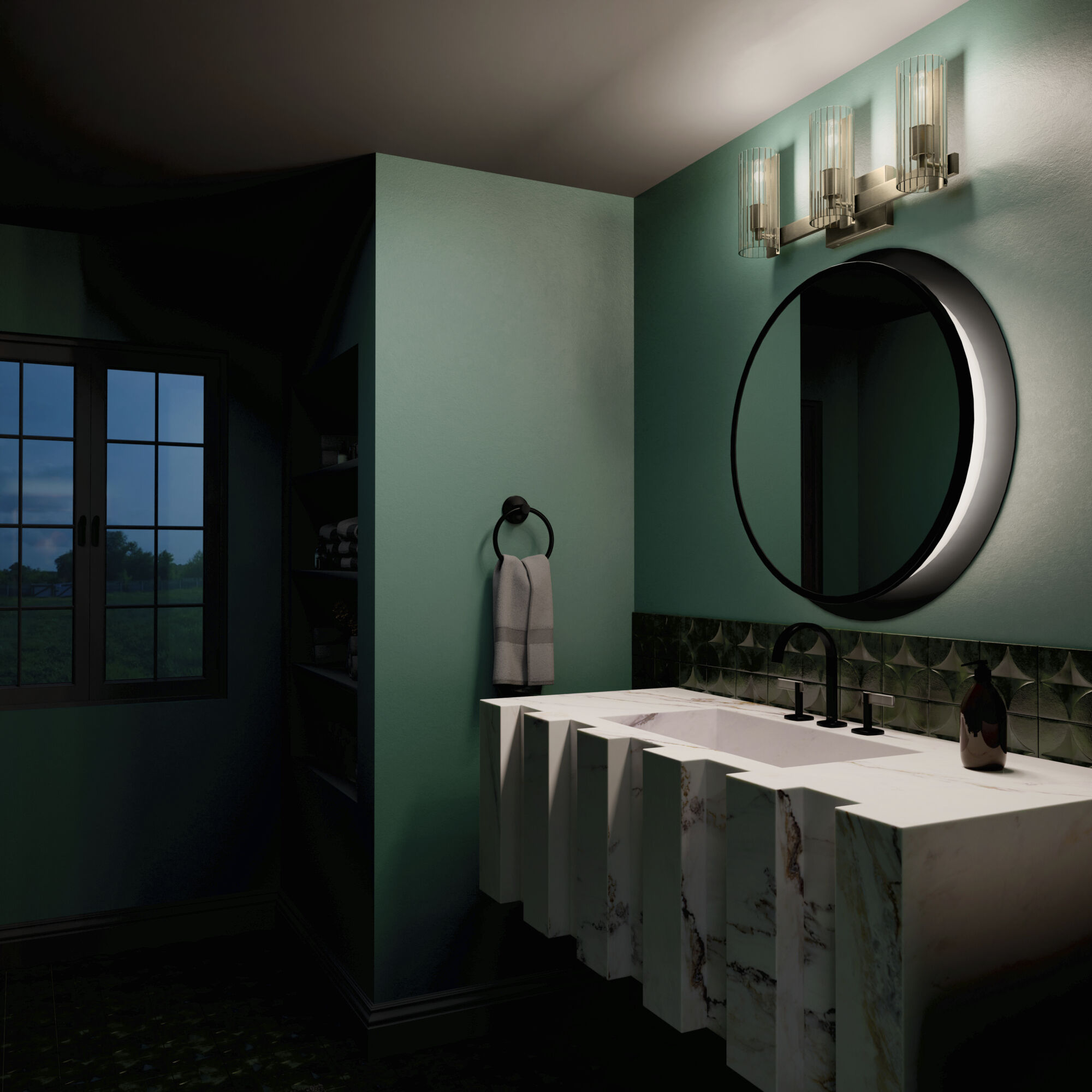 Jemsa 3 Light 22.75 inch Champagne Bronze Bath Bracket Wall Light, 3 Arm