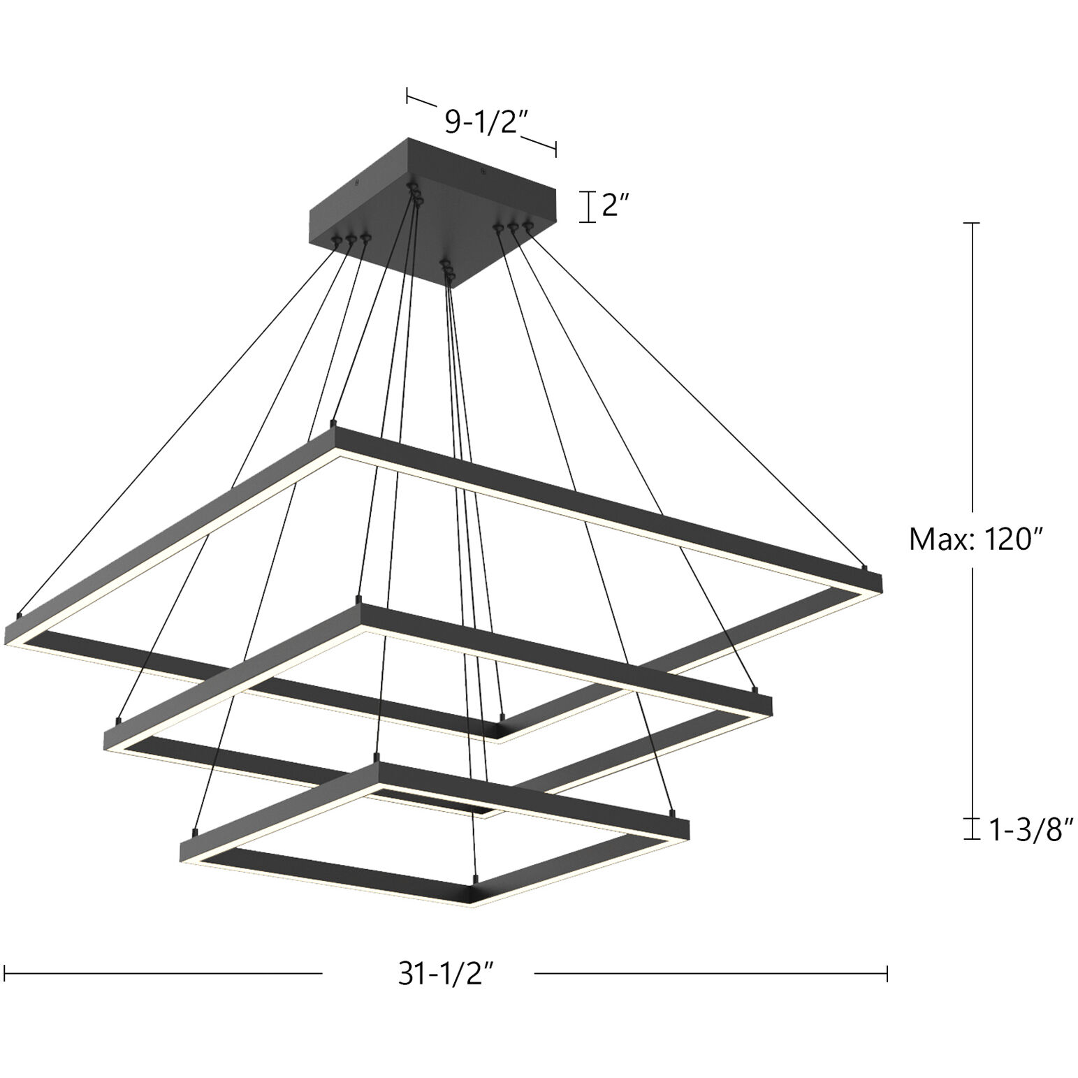 Piazza 31.5 inch Black Chandelier Ceiling Light