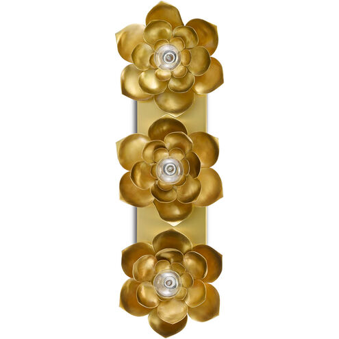 Blossom 3 Light 8 inch Satin Brass Wall Sconce Wall Light, Denise McGaha Collection