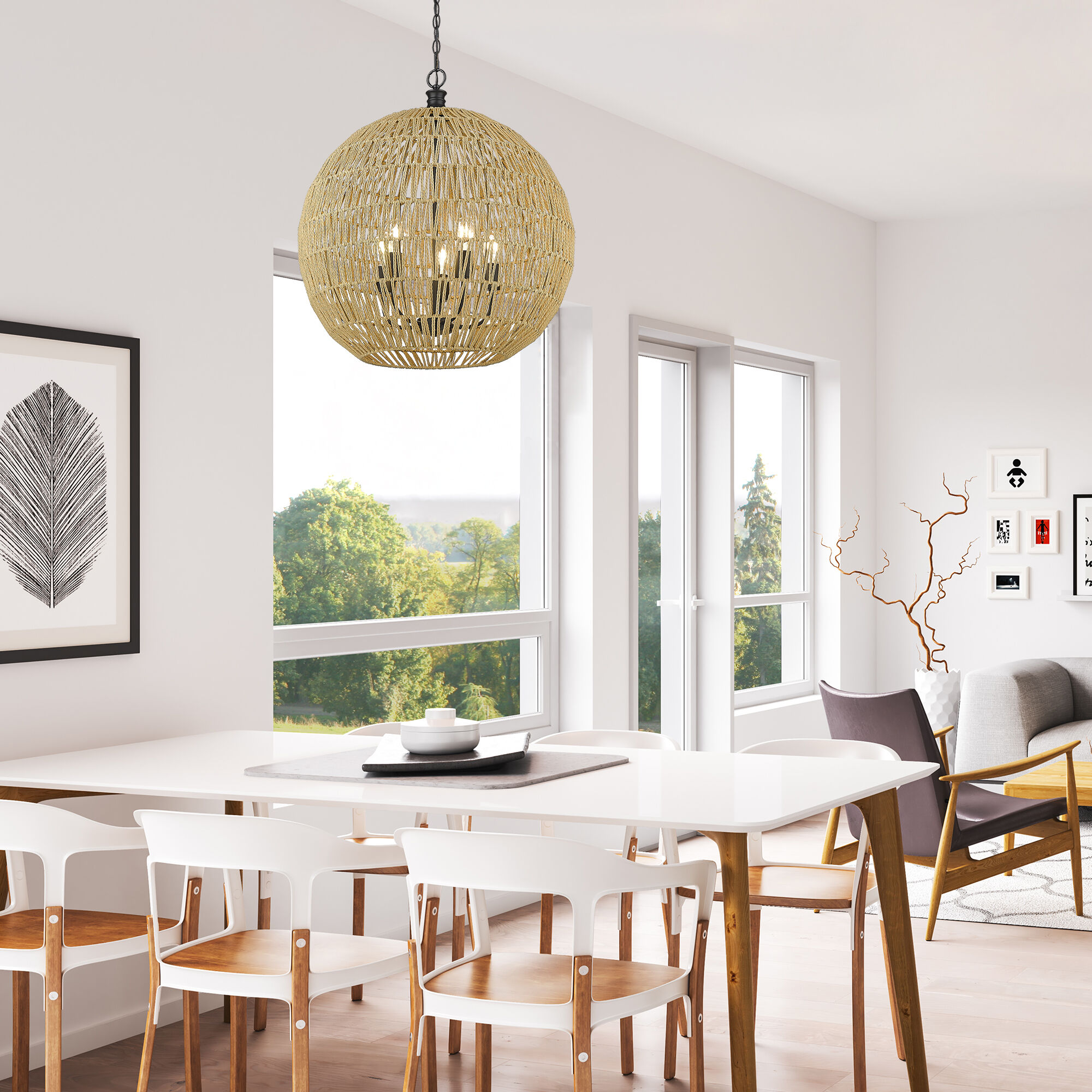 Florence 5 Light 24.88 inch Matte Black Pendant Ceiling Light