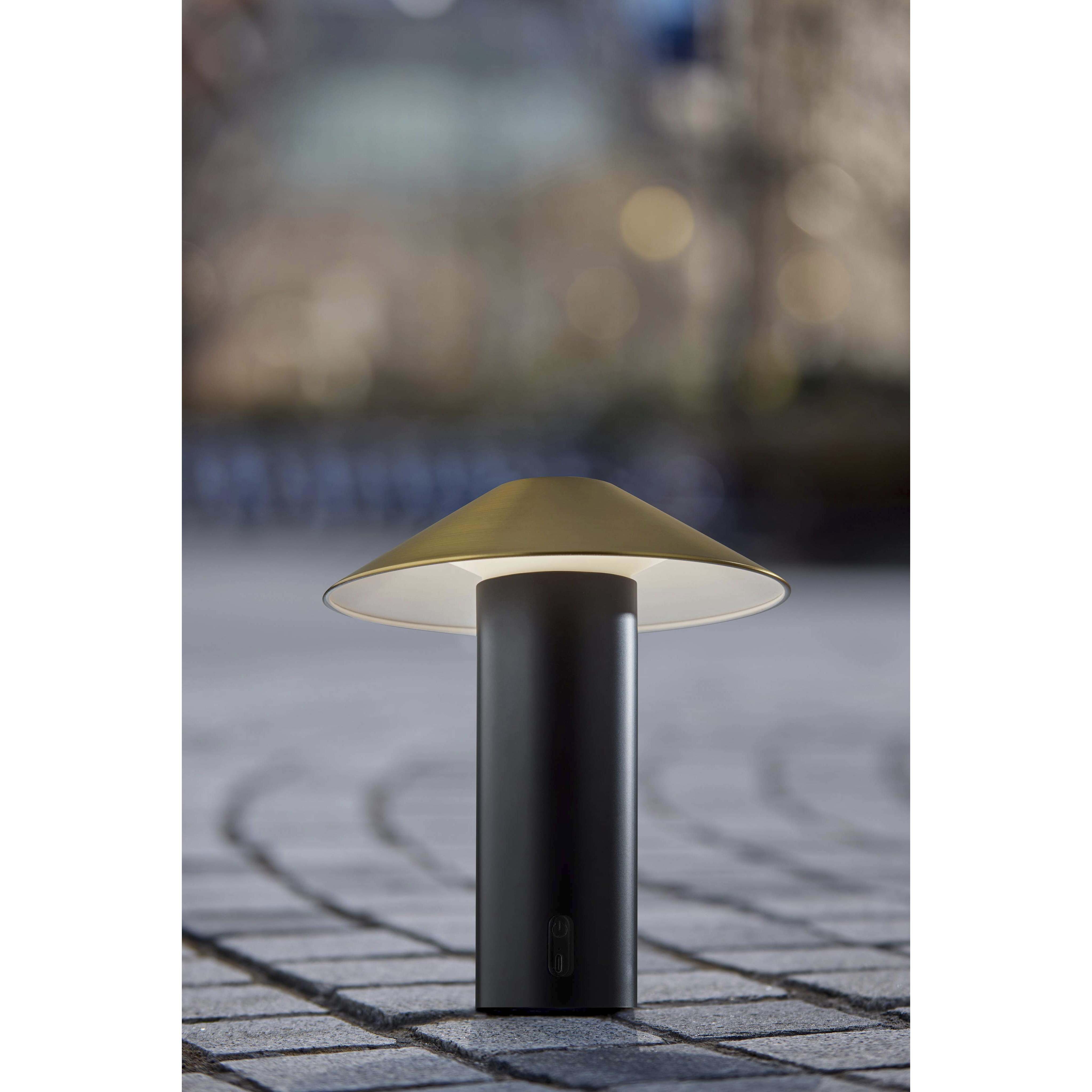 Pina 10.5 inch 4.00 watt Black with Antique Brass Accents Cordless Table Lamp Portable Light, ADS360