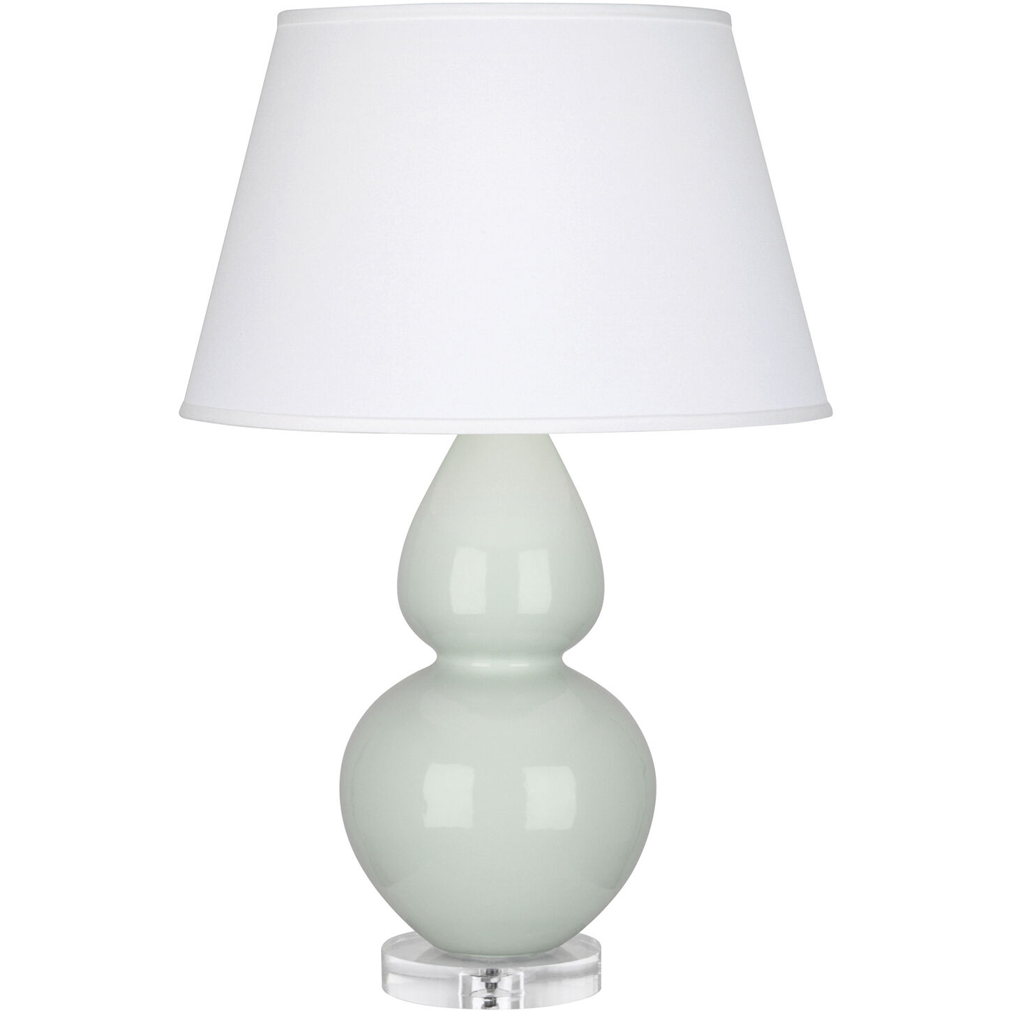 Double Gourd 30 inch 150 watt Celadon Glazed Ceramic with Lucite Base Table Lamp Portable Light in Pearl Dupioni