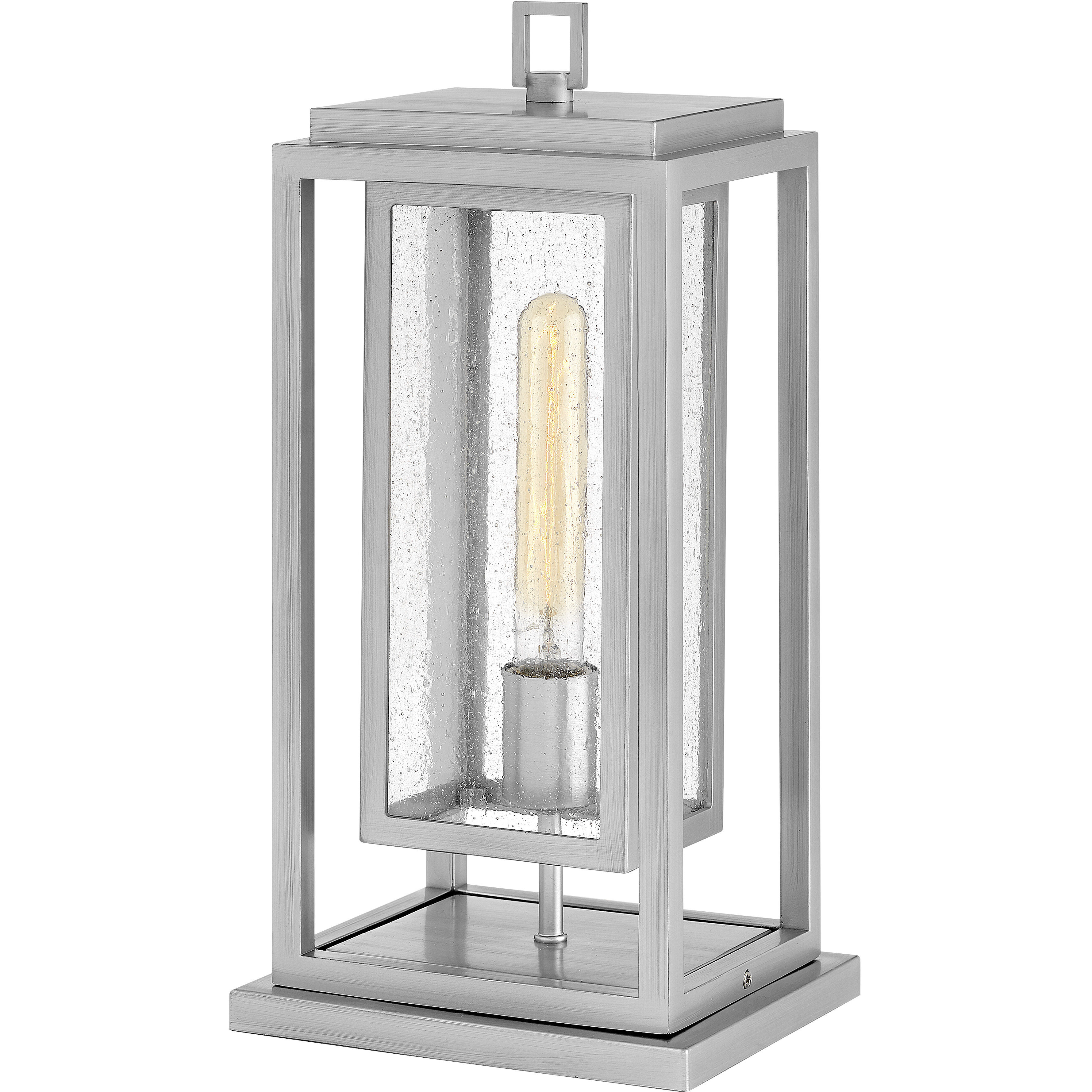 Coastal Elements Republic 1 Light 16.5 inch Satin Nickel Outdoor Pier Mount Lantern in Non-LED, Estate Series