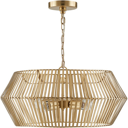 Elijah 4 Light 22.25 inch Matte Brass Pendant Ceiling Light