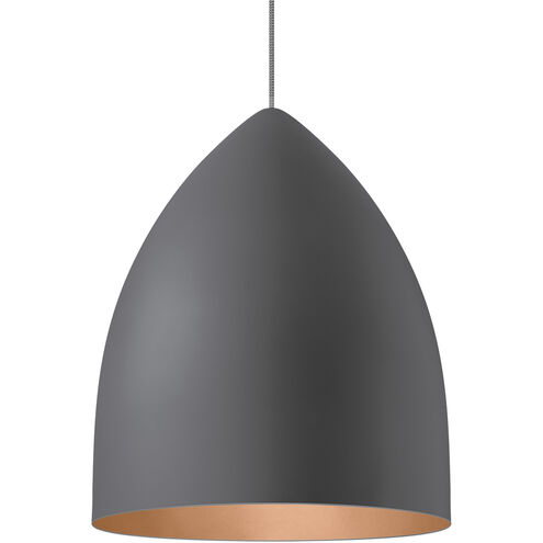 Signal Grande LED 17 inch Rubberized Gray/Copper Pendant Ceiling Light in LED 90 CRI 2700K, Grande