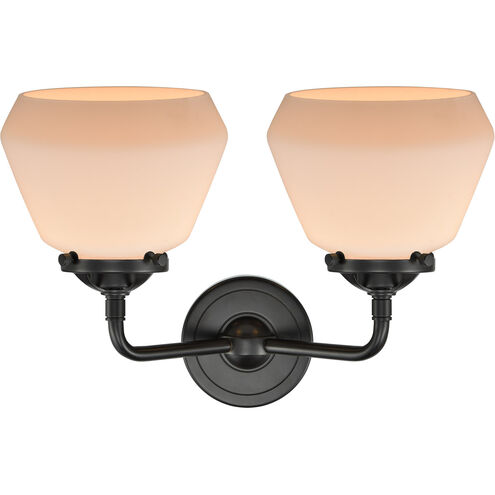 Nouveau Fulton LED 15 inch Oil Rubbed Bronze Bath Vanity Light Wall Light in Matte White Glass, Nouveau