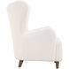 Ingel White Faux Sheepskin and Walnut Wingback Armchair