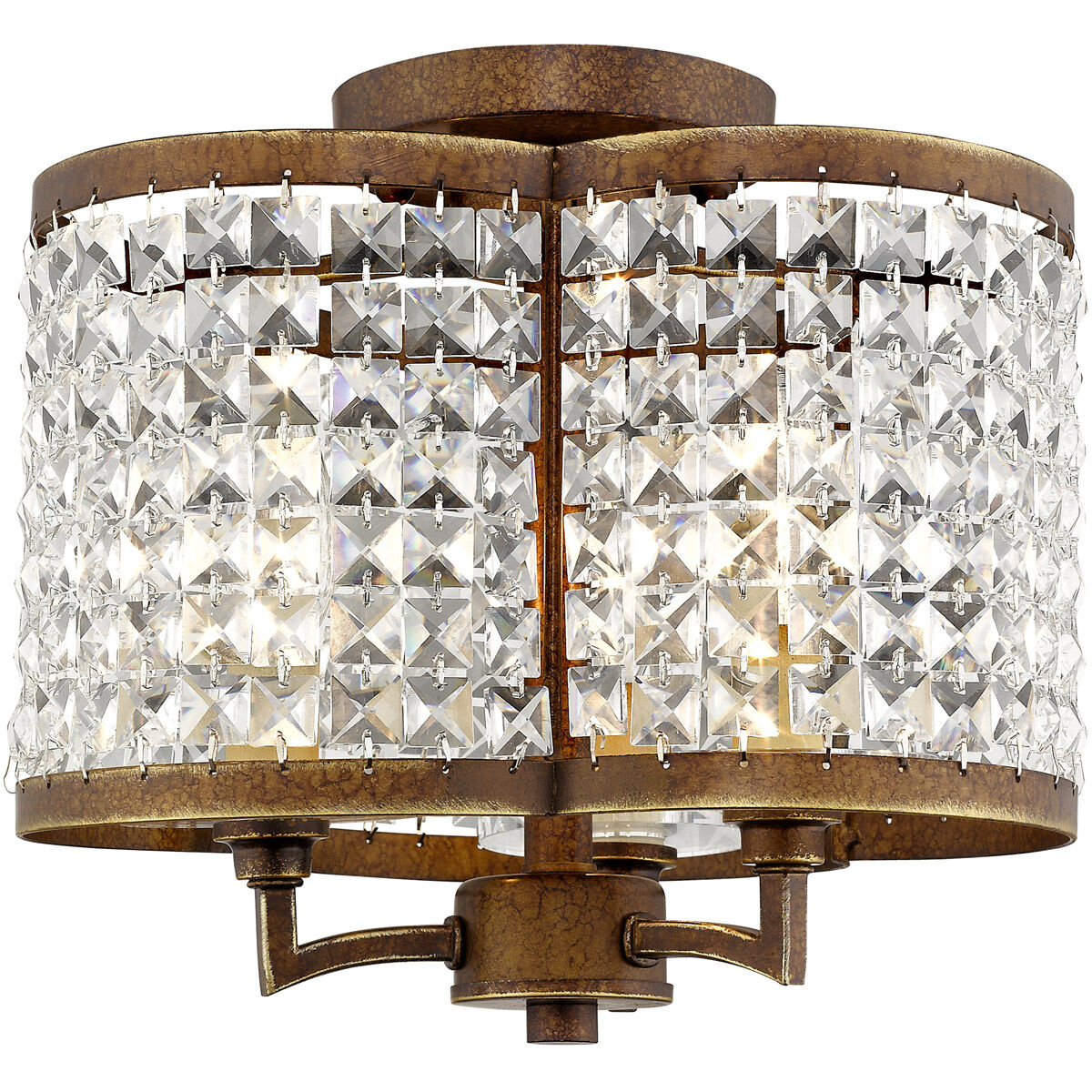 Grammercy 3 Light 12 inch Hand Painted Palacial Bronze Semi-Flush Mount Ceiling Light