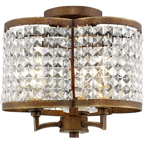 Grammercy 3 Light 12 inch Hand Painted Palacial Bronze Semi-Flush Mount Ceiling Light