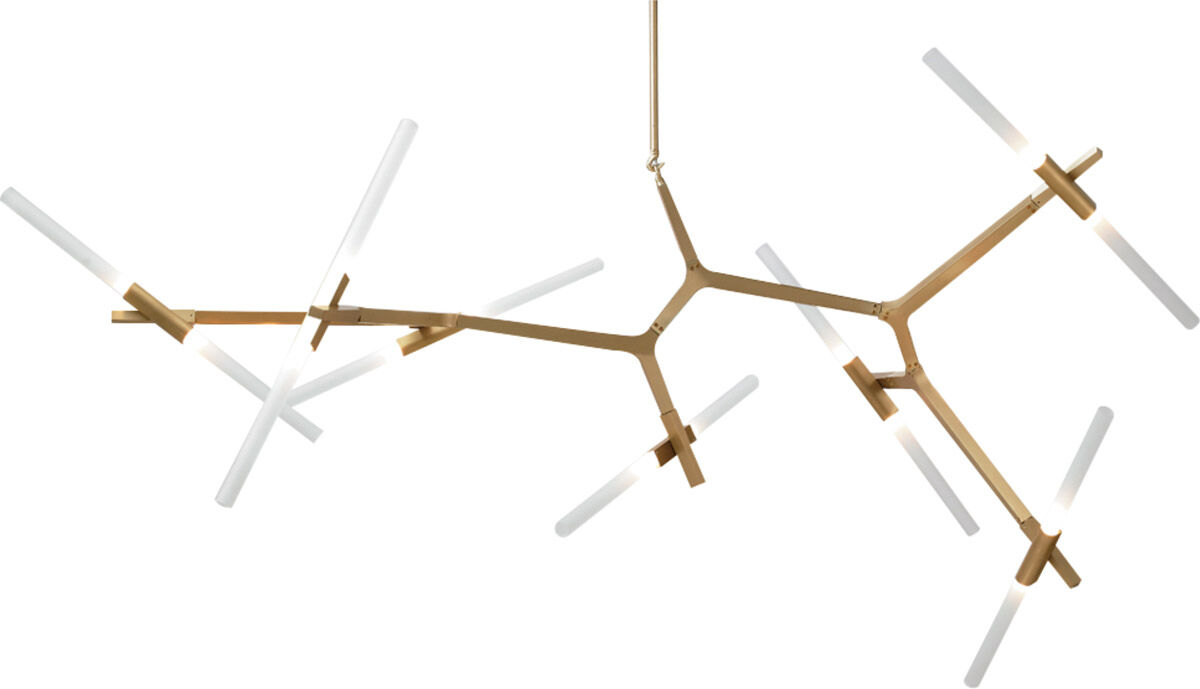 Canada LED 65 inch Brass Chandelier Ceiling Light, Glass Pipe