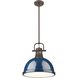 Yep Duncan 1 Light 14 inch Rubbed Bronze Pendant Ceiling Light in Navy