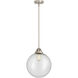 Nouveau 2 Beacon 1 Light 12 inch Brushed Satin Nickel Mini Pendant Ceiling Light in Incandescent, Seedy