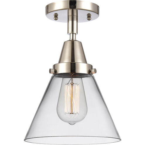 Franklin Restoration Large Cone 1 Light 8 inch Polished Nickel Flush Mount Ceiling Light in Clear Glass