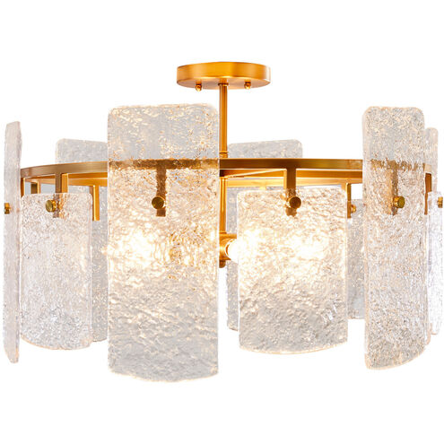 Augusta 4 Light 22.63 inch Cast Glass / Antique Brass Flush Mount Ceiling Light