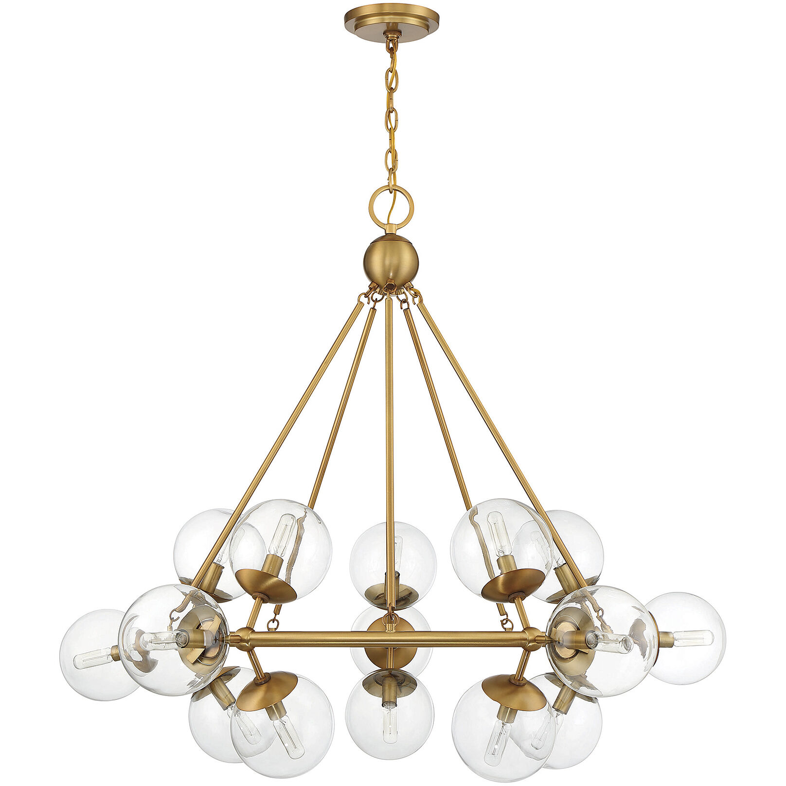 Orion 15 Light 45 inch Warm Brass Chandelier Ceiling Light