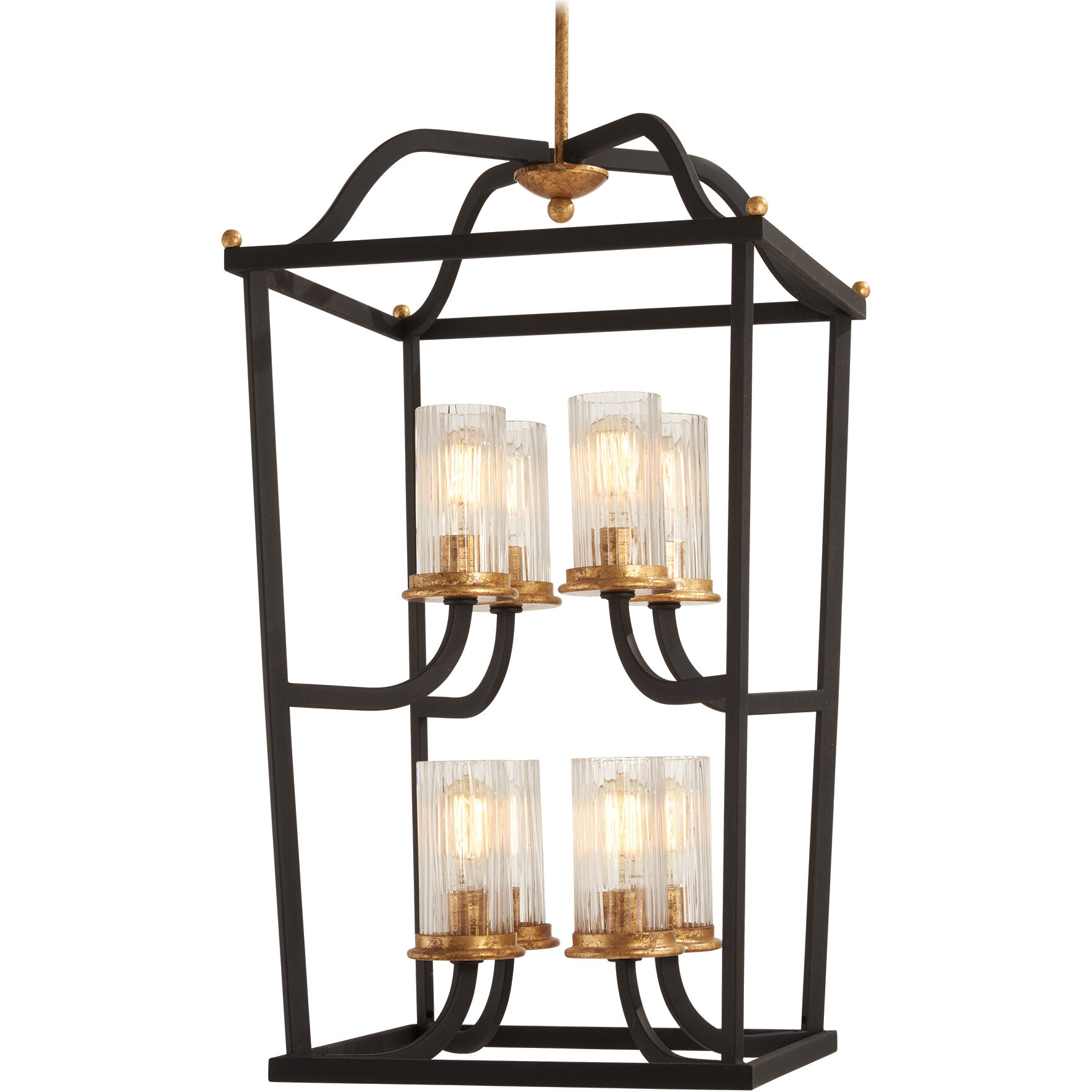 Posh Horizon 8 Light 18.25 inch Sand Coal/Gold Leaf Pendant Ceiling Light