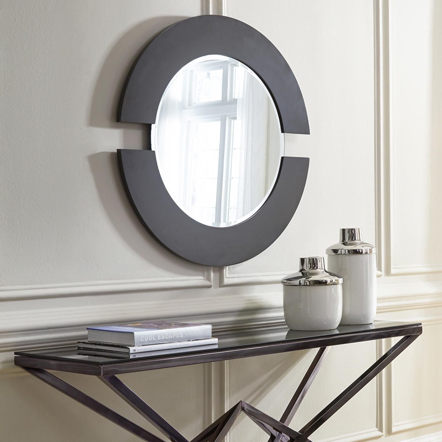 Orbit 38 X 38 inch Matte Black Wall Mirror