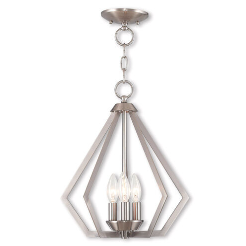 Prism 3 Light 14 inch Brushed Nickel Convertible Mini Chandelier/Ceiling Mount Ceiling Light