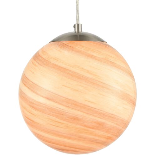 Planetario 1 Light 10 inch Satin Nickel with Smoke Swirl Mini Pendant Ceiling Light
