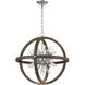Morning Star 10 Light 30 inch Aged Wood with Polished Nickel and Clear Pendant Ceiling Light