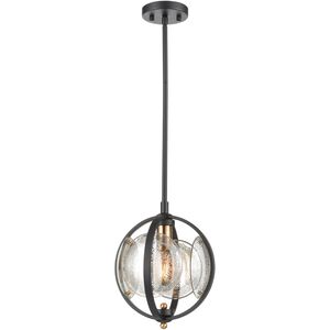 Oriah 1 Light 10 inch Matte Black with Satin Brass Mini Pendant Ceiling Light
